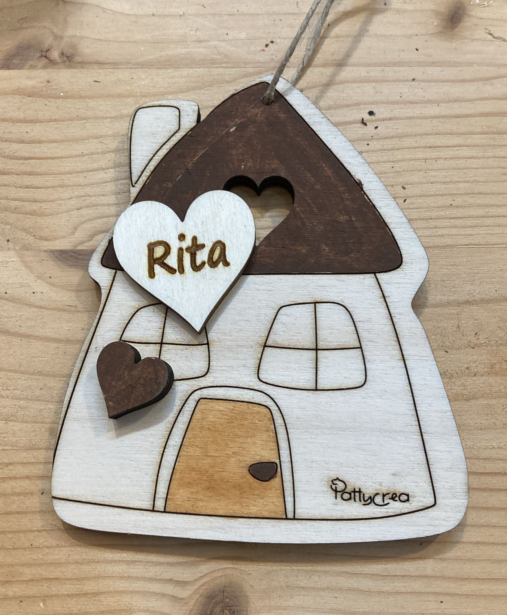 Portachiavi famiglia casetta legno -  Cookie cutter